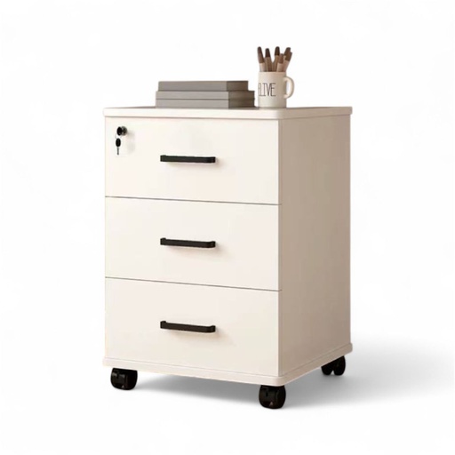 [G-064] ARCHIVO DE  MADERA 3 GAVETAS, BLANCO 